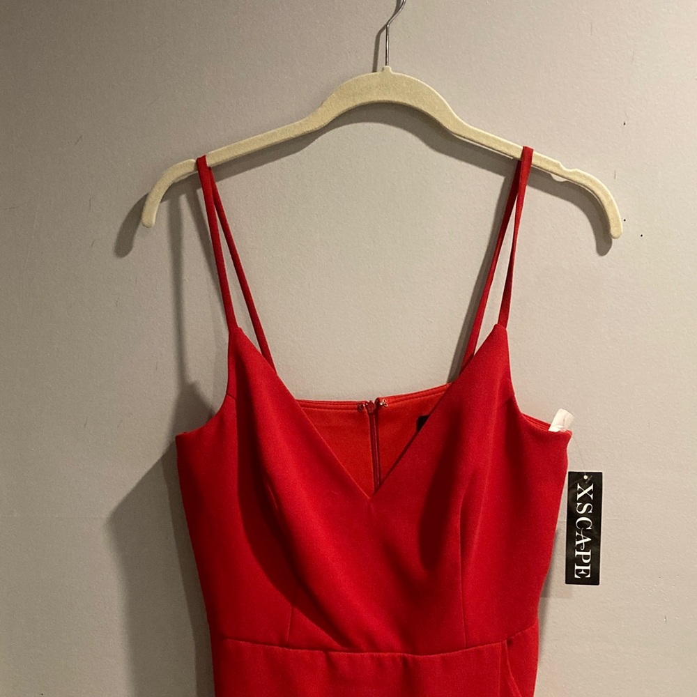 Xscape Vibrant Red Asymmetrical Dress - Picture 3 of 5